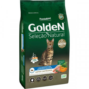 Ração Premier Pet Golden Seleção Natural Gatos Adultos Castrados  Abóbora - 1kg/3kg